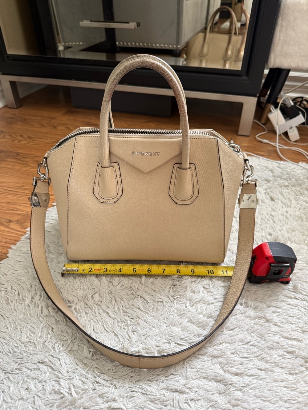 Givenchy Beige Leather Satchel with Detachable Strap
